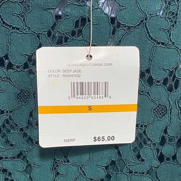Rafaella‎ Deep Jade Green Lace Scalloped Hem Top w/ Cami | Size Small NWT - Picture 3 of 12